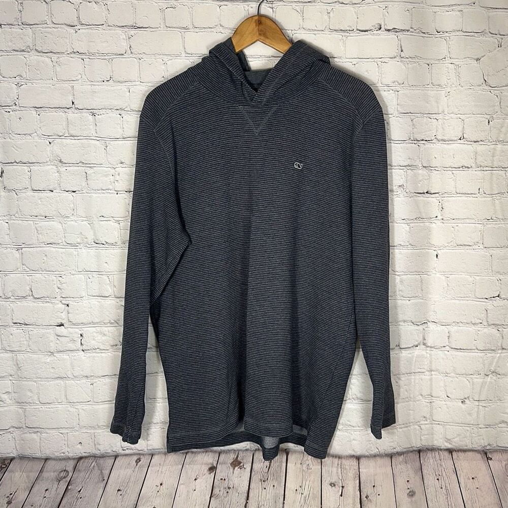 Vineyard Vines Saltwater Popover Pullover Hoodie Black gray size L Large SPOT